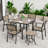 Loddon Aluminum Outdoor Patio Dining Set with Dining Table, Small Side Table and Stackable Chairs-2062317909-2062317908