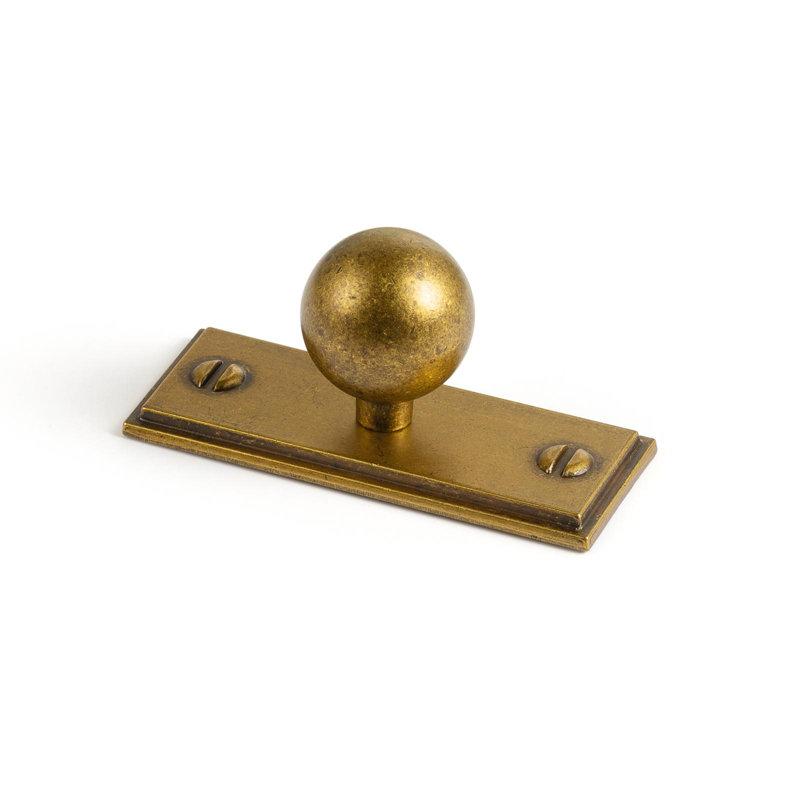 Bouton rond avec contre-plaque, 19/20", Laiton antique