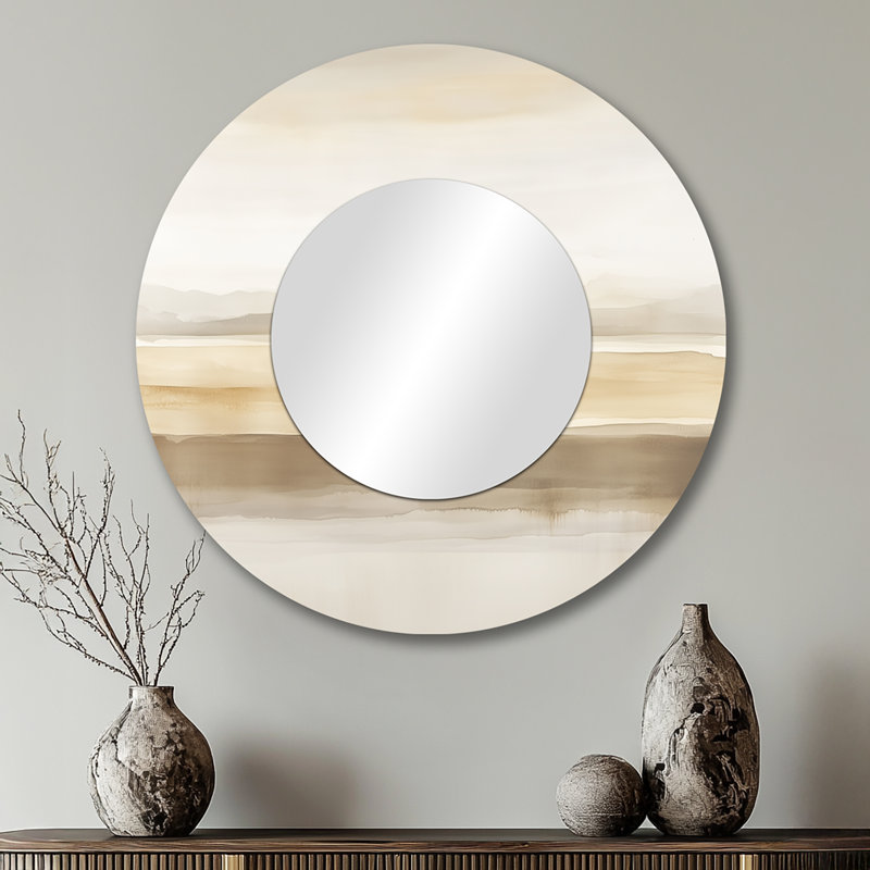 Neutral Horizon Layers II - miroir décoratif moderne, impression métallique, 29 po x 29 po