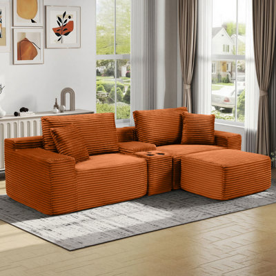 Canapé modulaire en velours côtelé à compression de 4 pièces 111,2 po Boneless