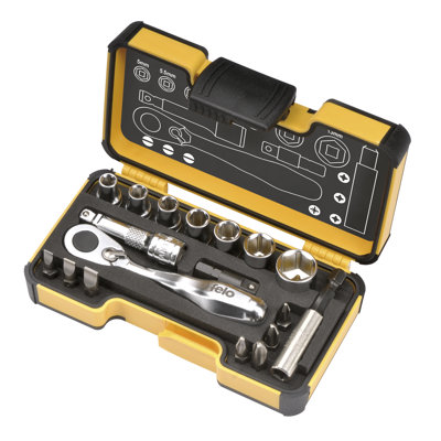 Felo XS Pocket Size 18-Piece Set With Mini Ratchet Metric In Strongbox