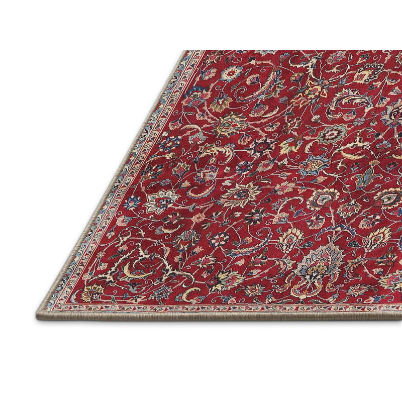 Tapis rouge/brun/beige traditionnel Keir, Rectangle 5 pi x 7 pi