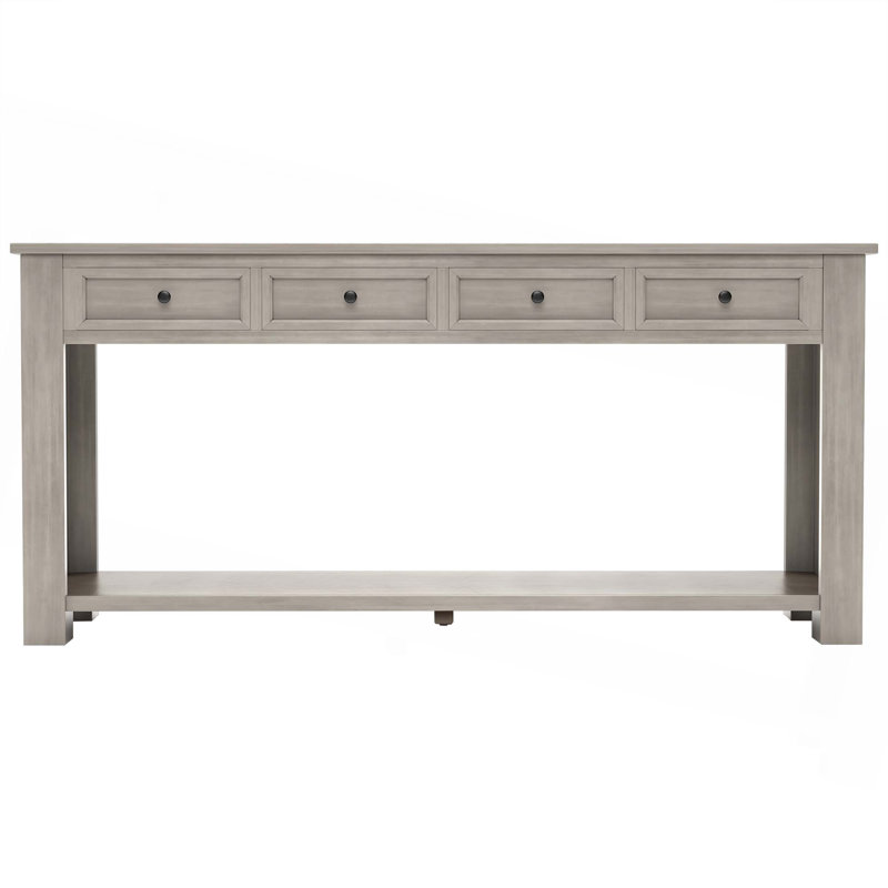 Console Table/Sofa Table With Storage Drawers & Bottom Shelf For Entryway Hallway, Gray Wash