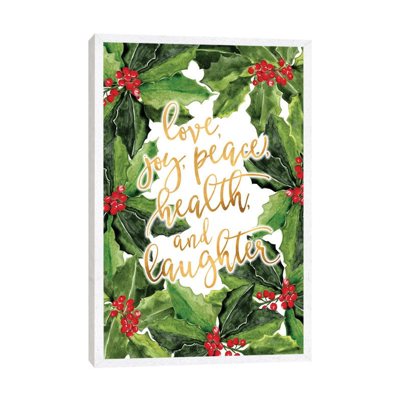 Best Wishes With Holly Boughs by Blursbyai - Gallery-Wrapped Canvas Giclée on Canvas, 101.6 cm H x 66.04 cm W, White Framed