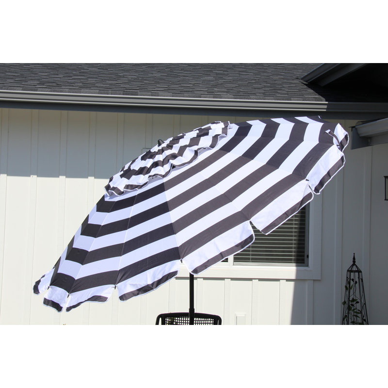 Parasol de luxe 8 'avec sac de transport, Noir / Blanc