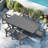 Immie 7- Piece HDPE Outdoor Dining Table Set With Chairs & Umbrella Hole, Black-1015650108-1015650110