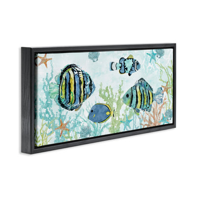  Various Fish Underwater Framed Floater Canvas Wall Art by Carol Robinson