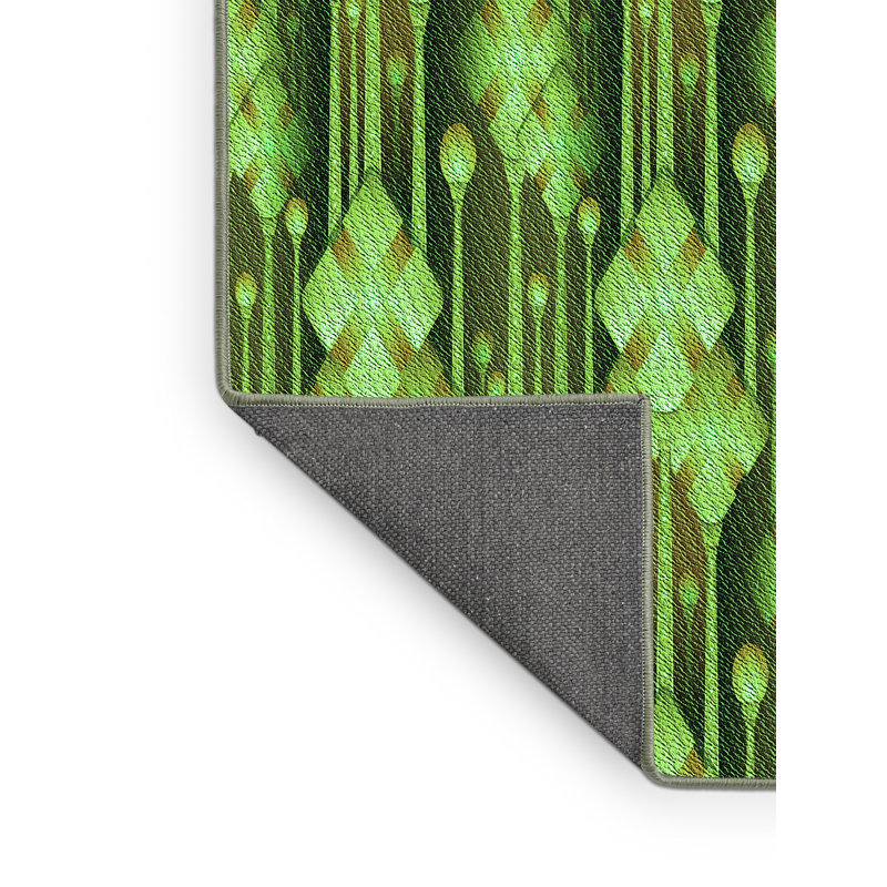 Tapis vert à motif abstrait, Tapis de couloir 2 pi x 5 pi