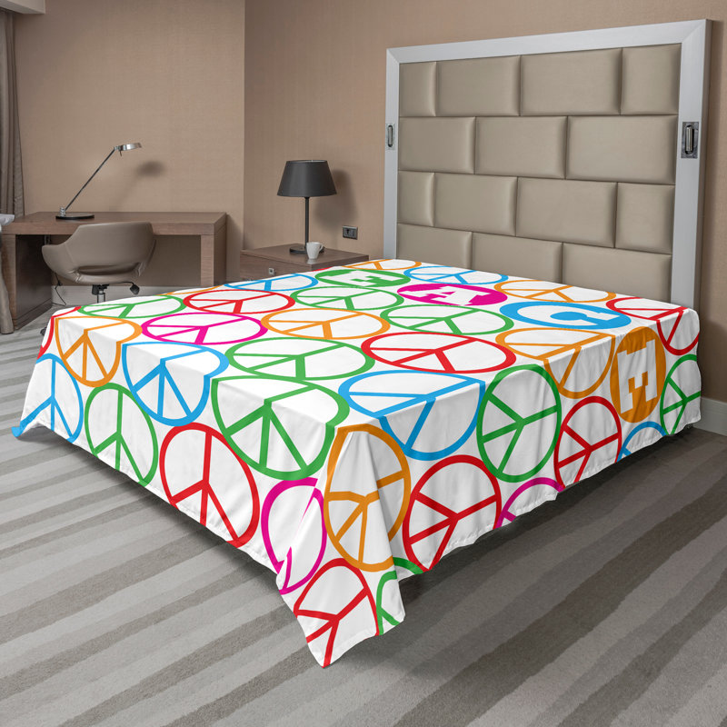 Ambesonne Orient Top Flat Sheet Mosaic Motifs, Multicolor Geometric 4, California King Flat Sheet
