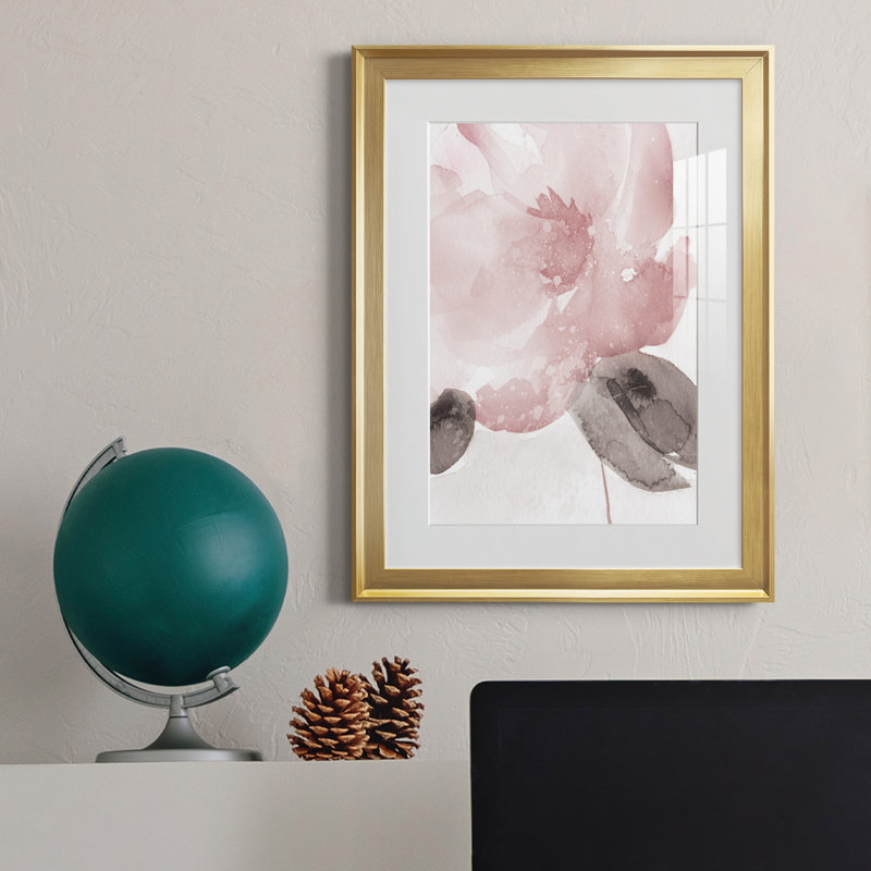 Blush Bloom I - peinture sur toile encadrée, Or, H 18,5 po x l 24,5 po x P 1,5 po