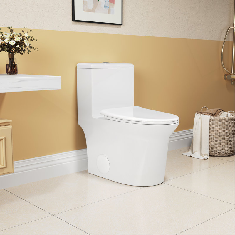 1.1/1.6 GPF Elongated Comfort Height Super Quite Flushing Floor Mounted One-Piece Toilet, CUPC Certified, Watersense Cetified, Ceramic, White Color, Soft Close Seat