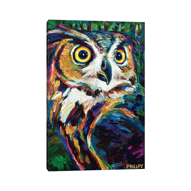 Great Horned Owl by Robert Phelps - Wrapped Canvas Painting, 66.04 cm H x 45.72 cm W x 1.91 cm D