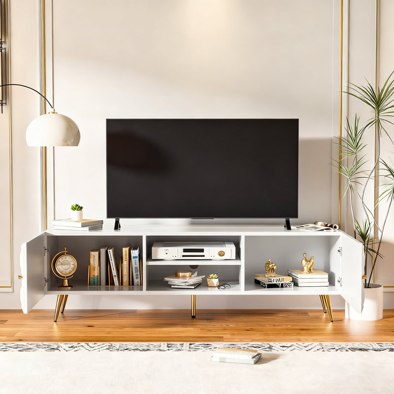 Meuble télé blanc pour téléviseur 65 po