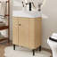Ensemble de meuble-lavabo sur pied autoportant 21,6 pouces avec pieds en métal et rangement à gauche-570965910-570965911