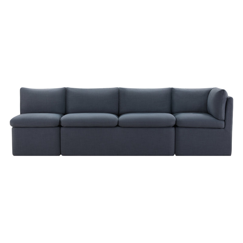 Banquette de coin avec rangement Wanetta, Lin indigo Effie