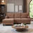 86" Linen Upholstered Sofa with a Movable Storage Ottoman, Underseat Storage and 2 Flip-up Armrests-117792573