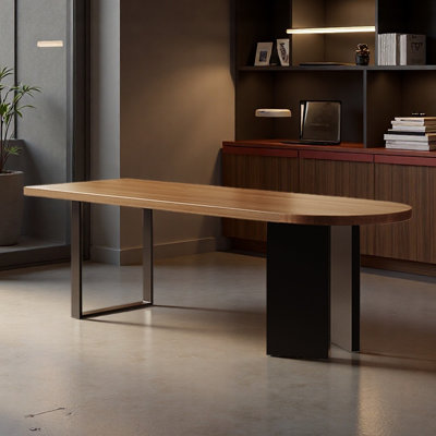 Table de bureau semi-elliptique en bois massif