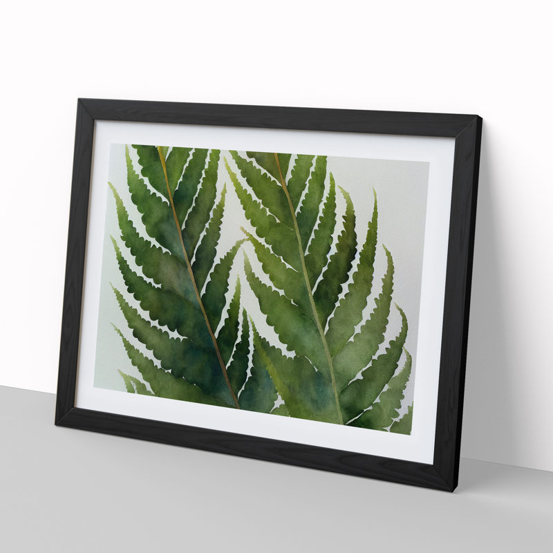 Fern Leaf Vol.2 - Single Picture Frame Painting, Black, 46cm H x 64cm W x 2cm D