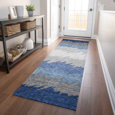 Premium Machine Washable Tweedy Navy Rug