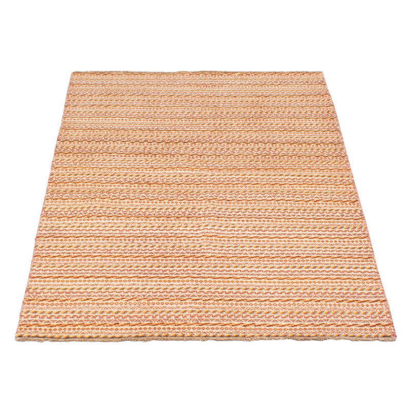 Tapis rouge / beige en laine nouée à la main de conception unique 4 pi 5 po x 6 pi 7 po New Age