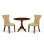 Ensemble de salle à manger 3 pièces pour petits espaces comprenant une table de salle à manger ronde avec Dropleaf et 2 chaises de salle à manger Parsons en tissu brun, 42 x 42 pouces, noyer-353768441-353768442