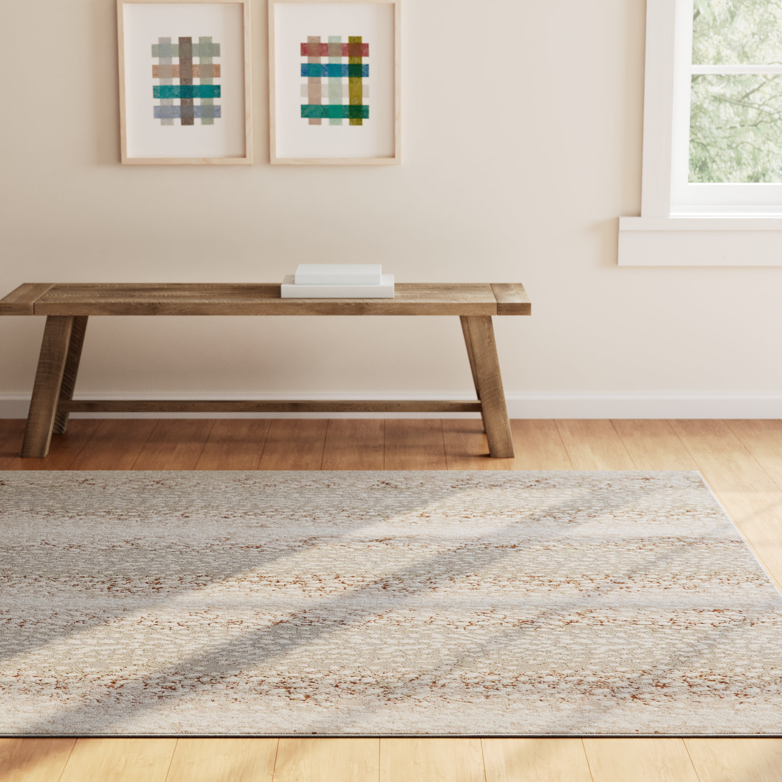 Baytown Feather Gray Animal Print Rug, Rectangle 5' x 7'6"