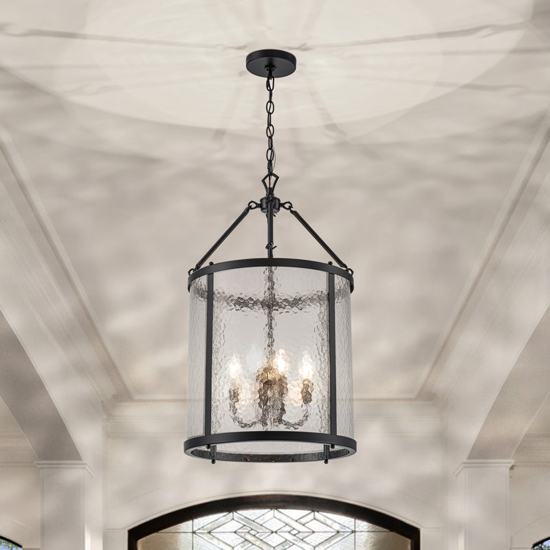 Qudarius 4-Light Dimmable Iron Drum Chandelier , Matte Black