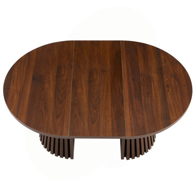 Table basse en bois ronde en bois, flexible et extensible, multifonctionnelle et peu encombrante, conception ovale à la mode et pieds à lattes, table à thé ou bureau, table de salon moderne