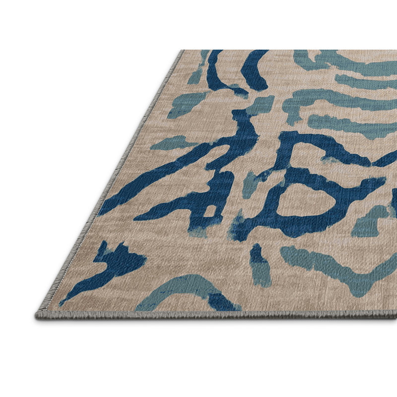 Machine Washable Gray Area Rug, Round 6'