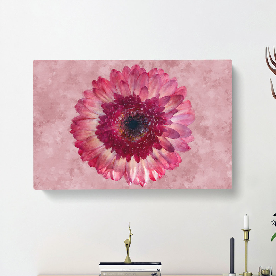 Layers Of A Pink Gerbera - Wrapped Canvas
