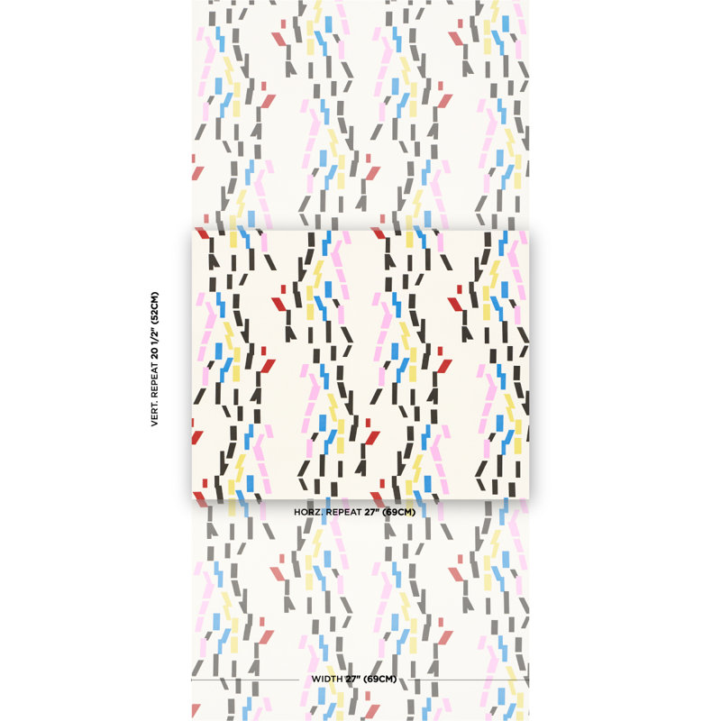 Schumacher x Peg Norriss Confetti Wallpaper, White/Pink/Yellow/Black