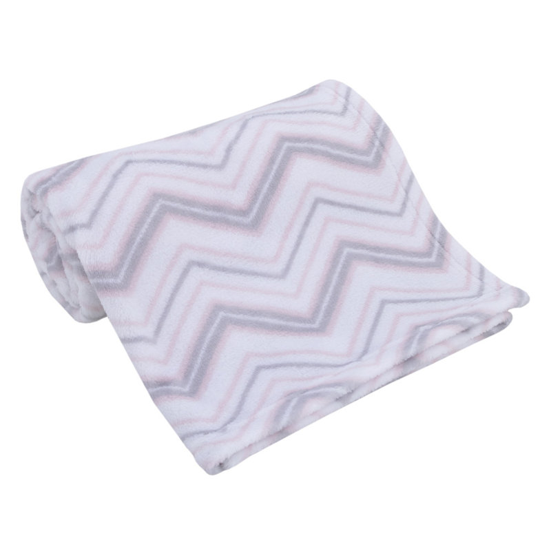 Couverture pour bébé Little Love par NoJo Janko - Chevron rose, blanc et gris