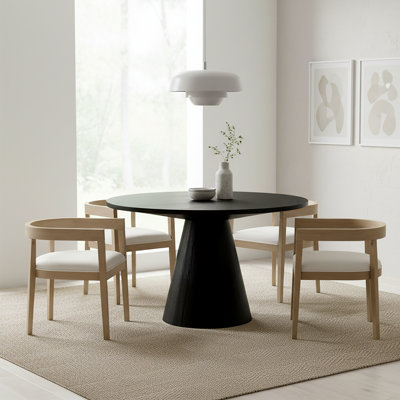 Solara Mid-Century Modern Rubberwood Dining Set With Round Table by NFusion
