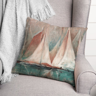  Sailboat Painting Outdoor Square Pillow Cover & Insert