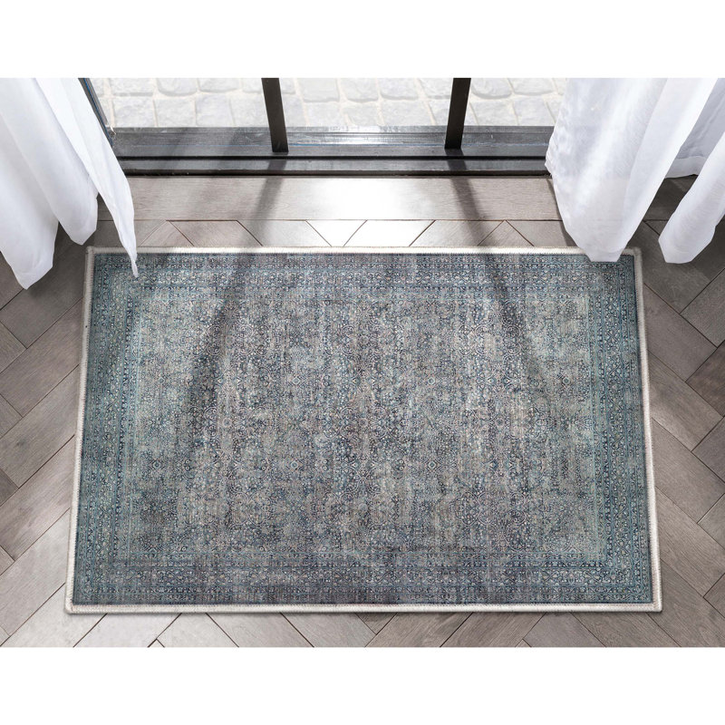  Tapis persan oriental bleu Asha Juliette, Rectangulaire 2 pi x 3 pi