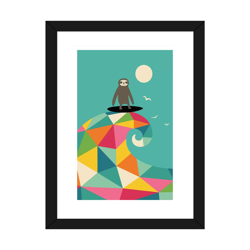 «Surfs up» par Andy Westface - impression d'art graphique, Papier encadré noir, Blanc, H 24 po x l 16 po x P 1 po