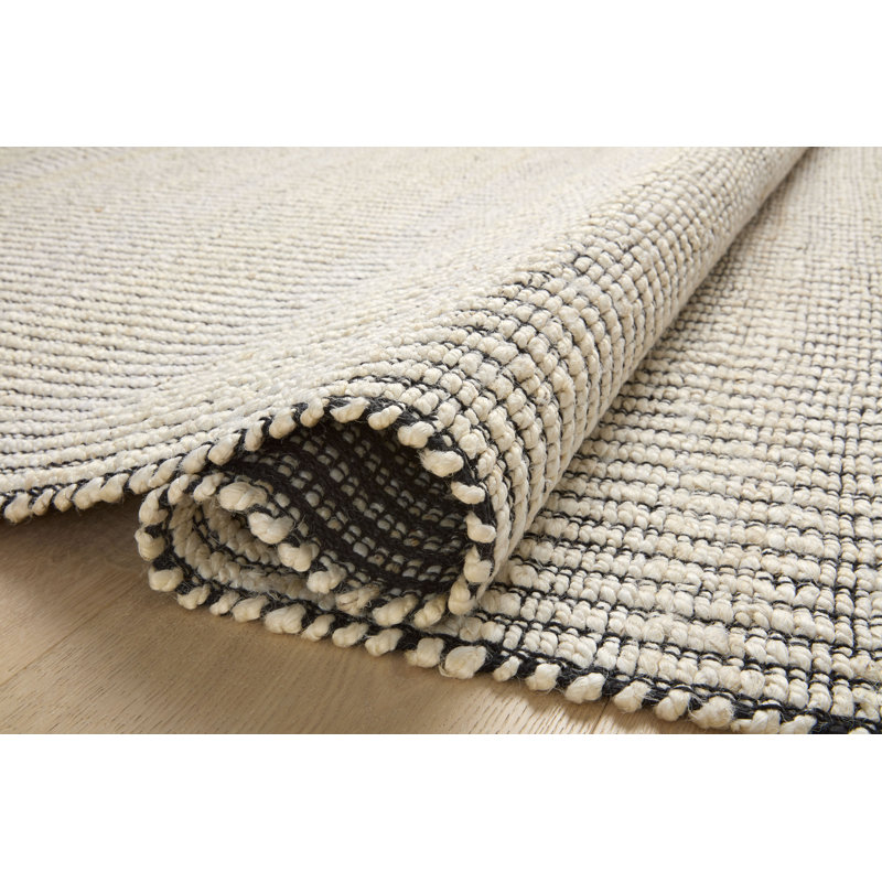 Handmade Black and Ivory Cotton Stripe Runner Rug