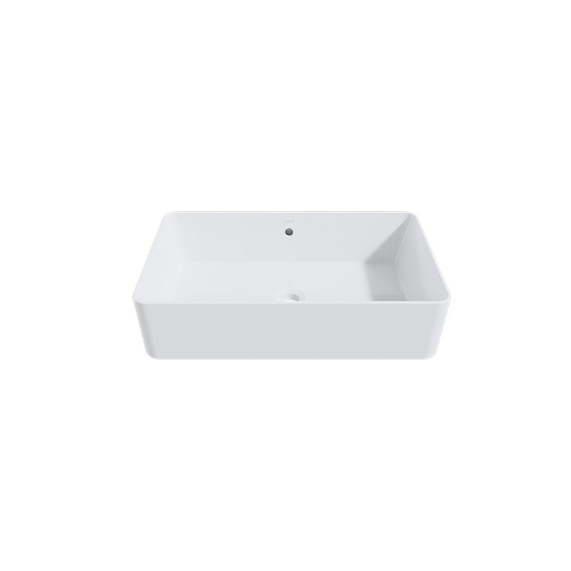 Lavabo de salle de bain rectangulaire à en argile réfractaire blanc avec trop-plein