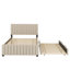 Lit plateforme double en velours avec tiroir gigogne coulissant simple-1875682006