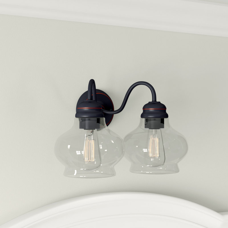 Éclairage pour salle de bain 2 lumières Parkerfield, Bronze huilé doré