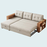 Upholstered Pull Out Sectional Sofa With Storage Chaise