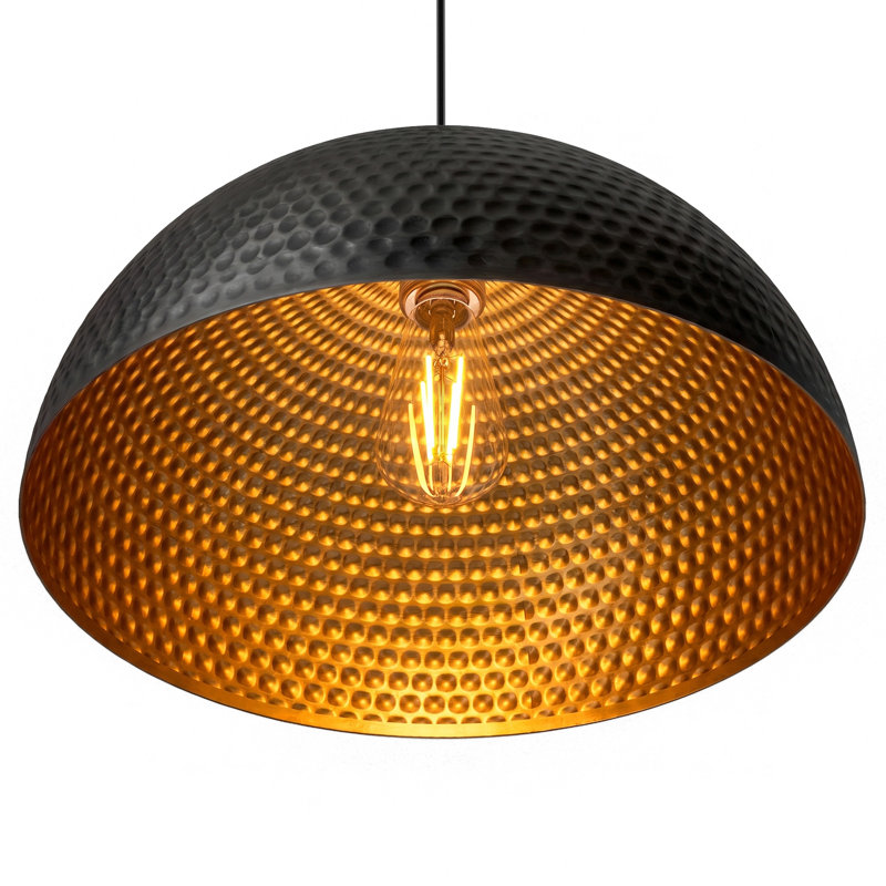     Luminaire suspendu noir à dôme martelé, 2 Pack