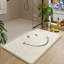 Tapis de bain antidérapant à motif visage mignon, poils longs, blanc, 51 x 81 cm