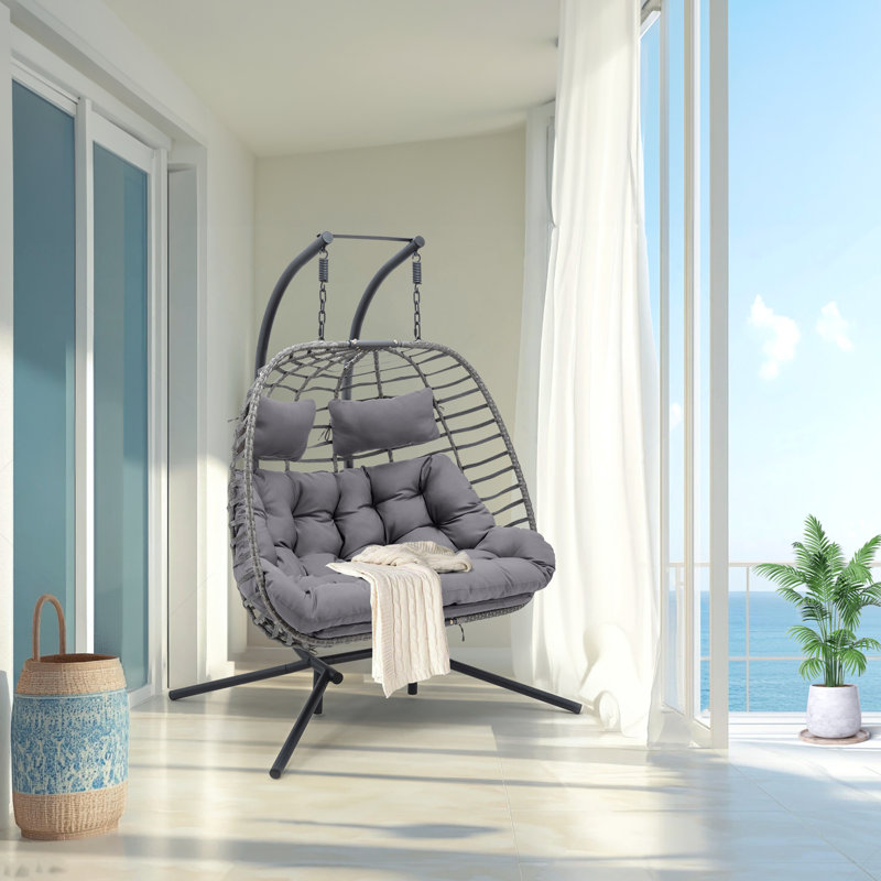 Burhans 2 Person Swing Chair with Stand, Anthracite