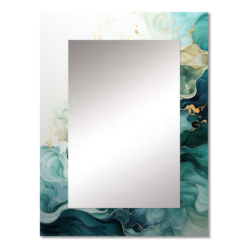 Teal or minimalisme Serenity In Motion - miroir minimaliste, miroir mural unique bleu sarcelle, impression d'art en métal