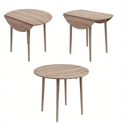 Multi-Function Extendable Dining Table,Convertible Drop-Leaf Round Table,Transforming Coffee Table,Small Space Bar Table(Only 1Pcs Table)