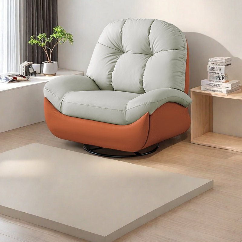 Fauteuil inclinable minimaliste de conception ergonomique, Beige/Orange