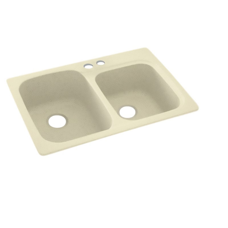 Évier de cuisine à double cuve à montage double L 33 po x l 22 po, 2 trous 2B, Os