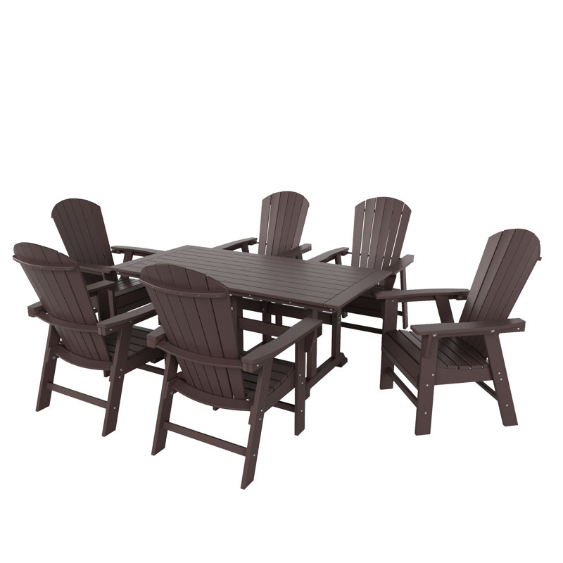 Altura 7-Piece Outdoor All Weather Poly Dining Set, Dark Brown