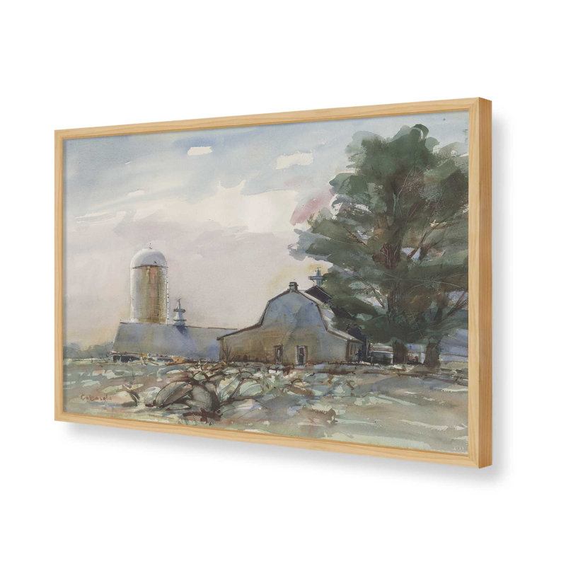 «Connecticut Valley Farm» par Stephen Calcasola, reproduction d'art, Tanné, H 30 po x l 40 po
